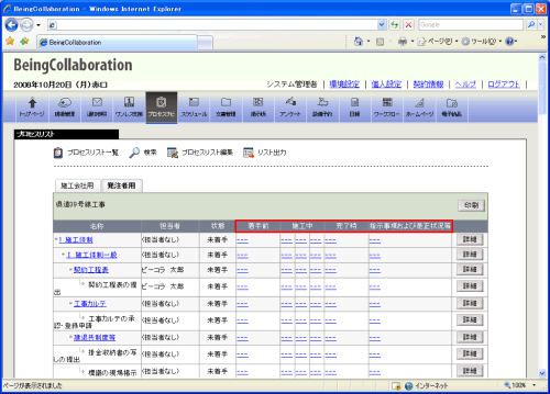 プロセスリスト画面(リスト項目部分説明表示)